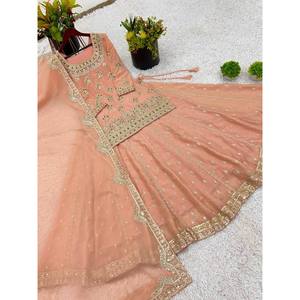 Women's Embroidered Sequence Work Party Wear Top Bottom Dupatta Set - Product Image 6
