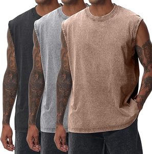 Factory Cheap Custom Logo Breathable Embroidery Muscle Fit Plain Men's Tank Tops Sleeveless Workout Polyester/Cotton Blend Gym - Product Image 1
