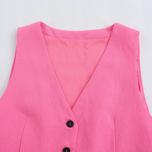 Chalecos y Chaquetas de Mujer con Cuello de Solapa, Botones Blancos en la Espalda, Cordones y Tejido, Estilo Casual y a la Moda - Product Image 5