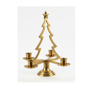 Candelabro de Mesa Metálico Hind Craft Living Golden Hecho a Mano con Portavelas para Árbol de Navidad y Adorno de Estrella para Decoración - Product Image 6