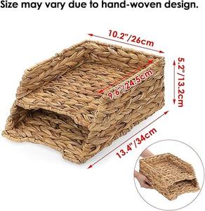 Cesta de Almacenamiento de 2 Niveles para Documentos, Hecha a Mano con Jacinto de Agua, Venta al por Mayor, Ecológica, Hecha en Vietnam - Product Image 2