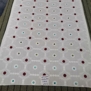 Hijab châle en voile de coton Aqua Gold de qualité supérieure pour femmes, style Dubaï, broderie florale, strass, léger et respirant - Product Image 1