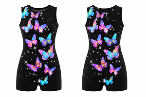 Traje de Danza con Estampado de Mariposas Negras para Mujer, Ropa para Actuaciones en Escenario, Atuendo para Bailarina Adulta, Impresión Digital, Spandex, Poliéster - Product Image 2