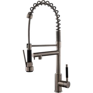 Grifo de Cocina Moderno con Rociador Extraíble de 2 Funciones, Llenador de Ollas, Arco Alto, Monomando, Acabado Pulido - Product Image 1