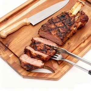 Tabla de Cortar de Madera de Acacia, Juego de Cuchillos, Tabla Rectangular para Picar, Fácil de Colgar, Tabla de Barbacoa Sostenible, Hecha a Mano, Ligera, Apta para Lavavajillas - Product Image 5
