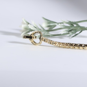 Pulsera de tenis con cierre de corazón dorado, clásica, con diamantes cultivados en laboratorio, cadena de eslabones de cristal, encanto romántico, joyería fina para mujer - Product Image 4
