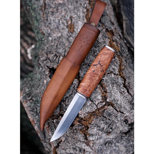 Handmade Puukko Knife Fixed Blade Damascus Steel Medieval <b>Work</b> Viking Knife With <b>Leather</b> Cover - Product Image 1