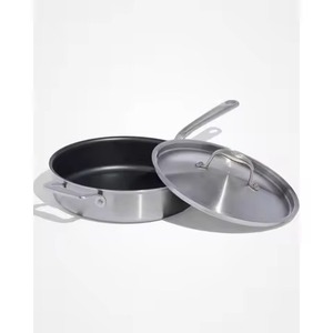 Sartén Wok Super Popular de Acero Inoxidable Profundo con Tapa de Vidrio Templado y Mango Largo para Freír y Saltear - Product Image 3