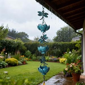 Cadenas de lluvia azules hechas a mano con motivos de insectos y flores, para colocar en la puerta principal, el porche o la entrada, para crear un aspecto elegante y de alta calidad, procedentes de la India. - Product Image 3