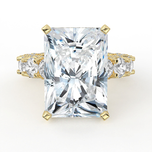 Solid Yellow Gold Lab Grown Diamond <b>Ring</b> V Shape Chevron Row Parallel Ribbed Gold Textured Curved <b>Stacking</b> Wedding Jewelry - Product Image 1