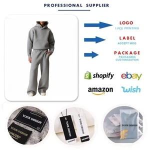 Custom Luxury Branded <b>Men</b> <b>Pullover</b> Hoodie Set High Quality 100% Cotton Sweatshirt Set Collar Oversized Tracksuits Streetwear - Product Image 4