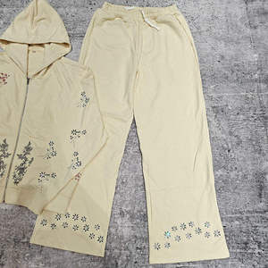 Stylish <b>Sparkly</b> Pink Color Rhinestone Tracksuit For <b>Women</b> Slim Fit Rhinestone Hoodie And Pants Set Zipper Rhinestone Tracksuits - Product Image 6