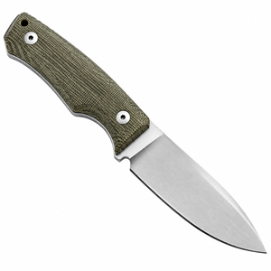 Cuchillos de Caza con Empuñadura Texturizada Verde Oliva, Hoja Fija Plateada, Funda de Cuero Marrón para Acampar, Hacer Senderismo y Uso en el Campo - Product Image 1