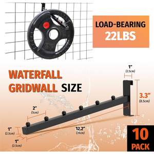 HUHOLE Paquete de 10 Ganchos Negros para Panel de Rejilla, Tipo Cascada, con 6 Bolas, Removibles, de Plástico, para Montaje en Pared - Product Image 5