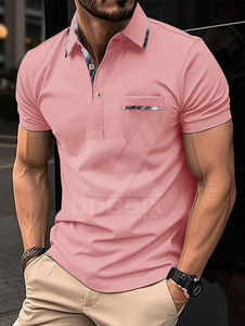 Best Quality 220 Gram Men's High Collar Ringer T-<b>Shirts</b> Plus Size Customizable Design Logo <b>100</b>% <b>Polyester</b> Anti-Pilling Quick Dry - Product Image 4