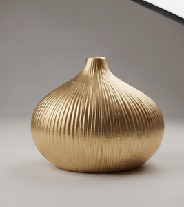 Vase décoratif moderne en métal doré texturé, pour bibliothèque, bureau, décoration de table, vente en gros - Product Image 2
