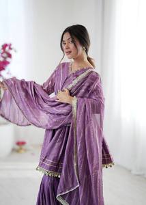 Ensemble de tenue Sharara ethnique Mal Chanderi fait main pour les occasions festives - Product Image 4
