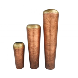 Jarrones para flores con acabado, florero de metal chapado en cobre para el hogar moderno, maceta con acabado resistente y único - Product Image 1