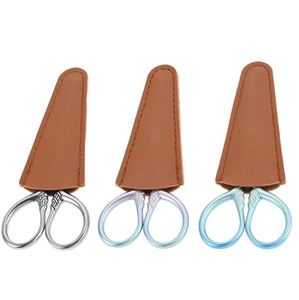 Tijeras para Cejas Curvas Pequeñas para Diestros, con Tapa de Seguridad de Acero Inoxidable, Kit de Cuidado Personal, 3 Colores: Plateado, Rosa, Azul - Product Image 5