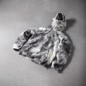 Custom <b>Long</b> Knitted Zip-Up Mask Fluffy Fleece Digital Printing 100% Polyester Streetwear Loose Tie-Dyed <b>Oversized</b> <b>Hoodie</b> for Men - Product Image 4