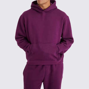 Wholesale Custom Logo Sweat Suit Luxury <b>Plain</b> Blank Baggy Jogger Sweatpants And <b>Hoodies</b> Set Custom Outfits Tracksuit For Men - Product Image 3
