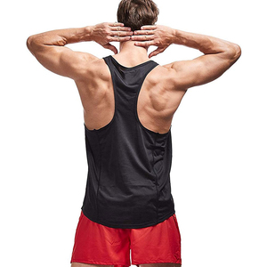 Men's Black Quick Dry Sports Tank Top O-Neck Solid Knitted Gym <b>Vest</b> for Fitness Running - Product Image 5