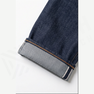 Straight-Leg Dark Wash <b>Denim</b> Jeans Men High Waist Regular Fit Cotton Casual Autumn Style Pants - Product Image 6