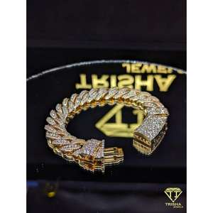 Bracelet cubain unisexe de créateur, diamant de laboratoire, bijoux de mariage - Product Image 1