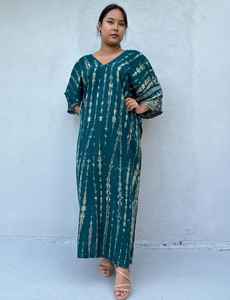 Caftán Verde Tie Dye 132, Ropa de Playa de Lujo, Talla Grande - Product Image 4