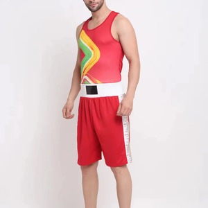 Ensemble uniforme de boxe : short en satin + gilet, logo du club brodé sur mesure, MOQ 50 pièces, fournisseur - Product Image 3