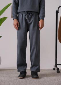 Conjunto Deportivo con Capucha para Hombre, Color Gris, 100% Algodón, Corte Holgado, Color Sólido, Ropa Casual con Bolsillos Laterales, Cintura Elástica, Estilo Otoñal - Product Image 5