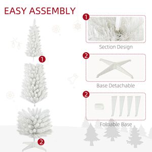 Árbol de Navidad Artificial Realista con Forma de Lápiz, 6 Ramas Decoradas con Nieve, Árbol de Navidad Blanco - Product Image 6