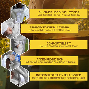 Combinaison d'apiculture blanche personnalisée, ventilée, intégrale, en coton et maille, avec voile amovible, vêtement de travail pour apiculteur OEM - Product Image 5