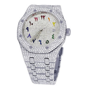 Reloj de Cuarzo de Acero Inoxidable para Hombre, con Incrustaciones de Diamantes Moissanite VVS, Estilo Hip Hop, Lujoso, en Oro Rosa, Correa de 20 mm, Esfera de Cristal - Product Image 3