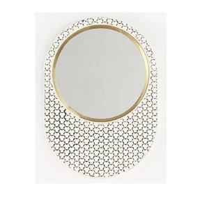 Cadre de miroir mural en bois antique avec motif d'incrustation d'os ovale unique, meilleur cadre décoratif pour la maison pour la chambre et le salon - Product Image 3