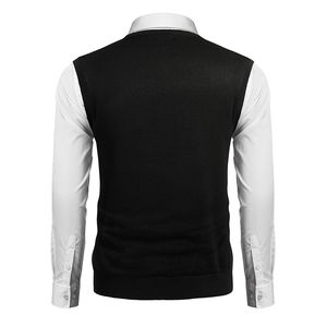 Men's Acrylic Letter Vest Sweater V-Neck Sleeveless Pullover Anti-Wrinkle Anti-Shrink Heather Color Space <b>Dye</b> Autumn ODM Knitted - Product Image 3