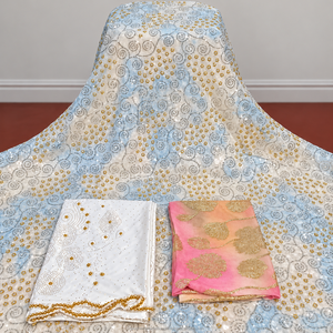 Tissu de robe de luxe en jacquard uni Fransawi Dirac avec détails perlés élégants pour la mode nuptiale somalienne des filles, idéal pour les occasions traditionnelles - Product Image 5