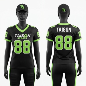 Men's American Football Jersey Premium 100% Polyester 220 GSM Black <b>Neon</b> Green Digital Printed Custom Logo Front/Back Custom - Product Image 1