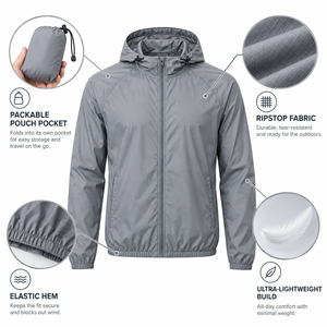 Chaqueta Deportiva Impermeable de Nailon Ripstop para Correr al Aire Libre, Ligera, Cortavientos, de Secado Rápido y Transpirable - Product Image 6