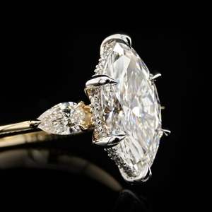 OEM ODM Jewelry Manufacturer Sterling 925 Silver Lab Grown Diamond Marquise Three Stone Ring Vintage Halo Dropshipping Retailers - Product Image 3