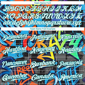 Dernier modèle de maillot de baseball léger, respirant et à séchage rapide, avec logo OEM personnalisé, motif géométrique graffiti, design authentique blanc et turquoise - Product Image 3