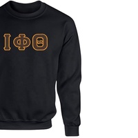 Sweat-shirt à col rond noir pour homme Iota Phi Theta, lettres grecques brodées, coupe classique, décontracté, hiver, 100% coton molletonné