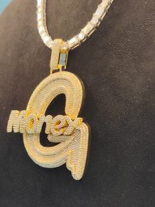 Colgante de Letra Personalizado de Plata de Ley 925 con Baño de Rodio y Moissanita, Estilo Hip Hop para Uso Diario Unisex - Product Image 4