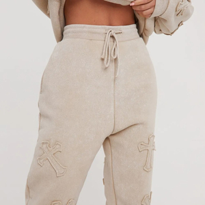 Conjunto de chándal de mujer con lavado ácido intenso, sudadera con capucha oversize y joggers, estilo streetwear, fabricante OEM de marca privada con OEM económico - Product Image 6