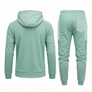 Survêtement zippé pour homme en coton 100% uni, finition lisse, taille parfaite, coupe moderne, décontracté pour l'hiver - Product Image 5