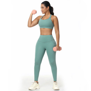 Conjunto Deportivo de Leggings de Cintura Alta y Sujetador Deportivo, Ajuste Delgado, Alta Calidad, Transpirable, Ligero, Máximo Confort, Rendimiento en el Gimnasio - Product Image 1
