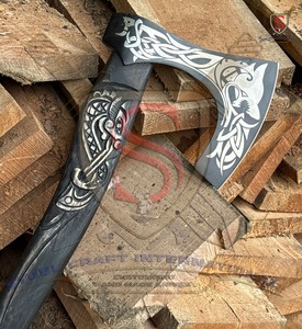 ขวานไวกิ้งทำมือ STEEL CRAFT INTERNATIONAL ขวานโทมาฮอว์กแบบกำหนดเอง ใบมีดเหล็กคาร์บอนสลักลาย ด้ามไม้สีดำ ขวานอุตสาหกรรม - Product Image 3