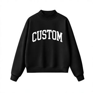 Sweat-shirt à col montant noir pour femme en molleton de haute qualité, idéal pour l'hiver, avec logo personnalisé, mélange polyester/coton, service OEM - Product Image 1