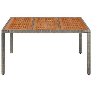 Mesa de patio de ratán polivinílico gris con tapa de madera 59,1 "x 35,4" x 29,5 "-Muebles de patio con estilo - Product Image 3