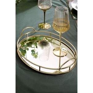 Luxury Gold Metal Mirror Serving <b>Tray</b> Decorative Brass Glass <b>Trays</b> for Hotel Wedding Centerpiece Wholesale Home Decor <b>Vanity</b> - Product Image 5